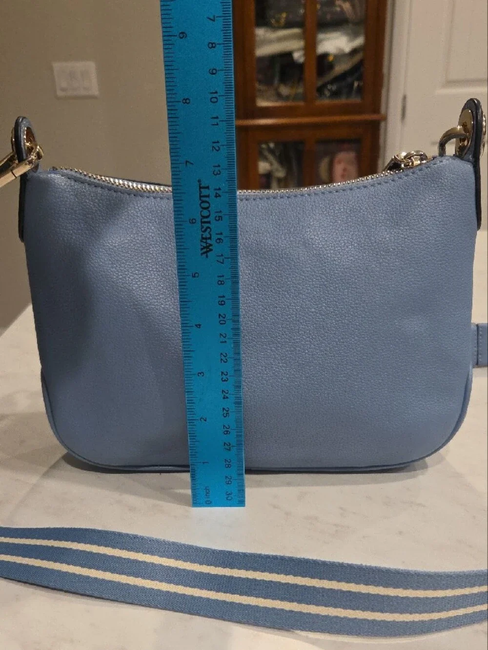 kate spade New York Powder Blue Leather Crossbody Bag with Gold Hardware